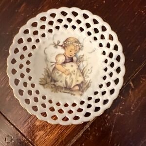 Reutter Porzellan Hummel Lily of the Valley Reticulated Mini Bowl 4in trinket